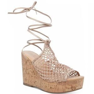 Wild Pair Blush Haylinn Tie-Up Platform Wedge Sandals Size 10